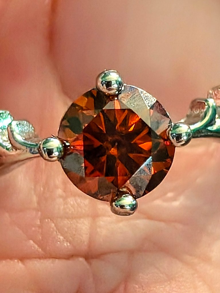 18k White Gold Red Moissanite Diamond Ring